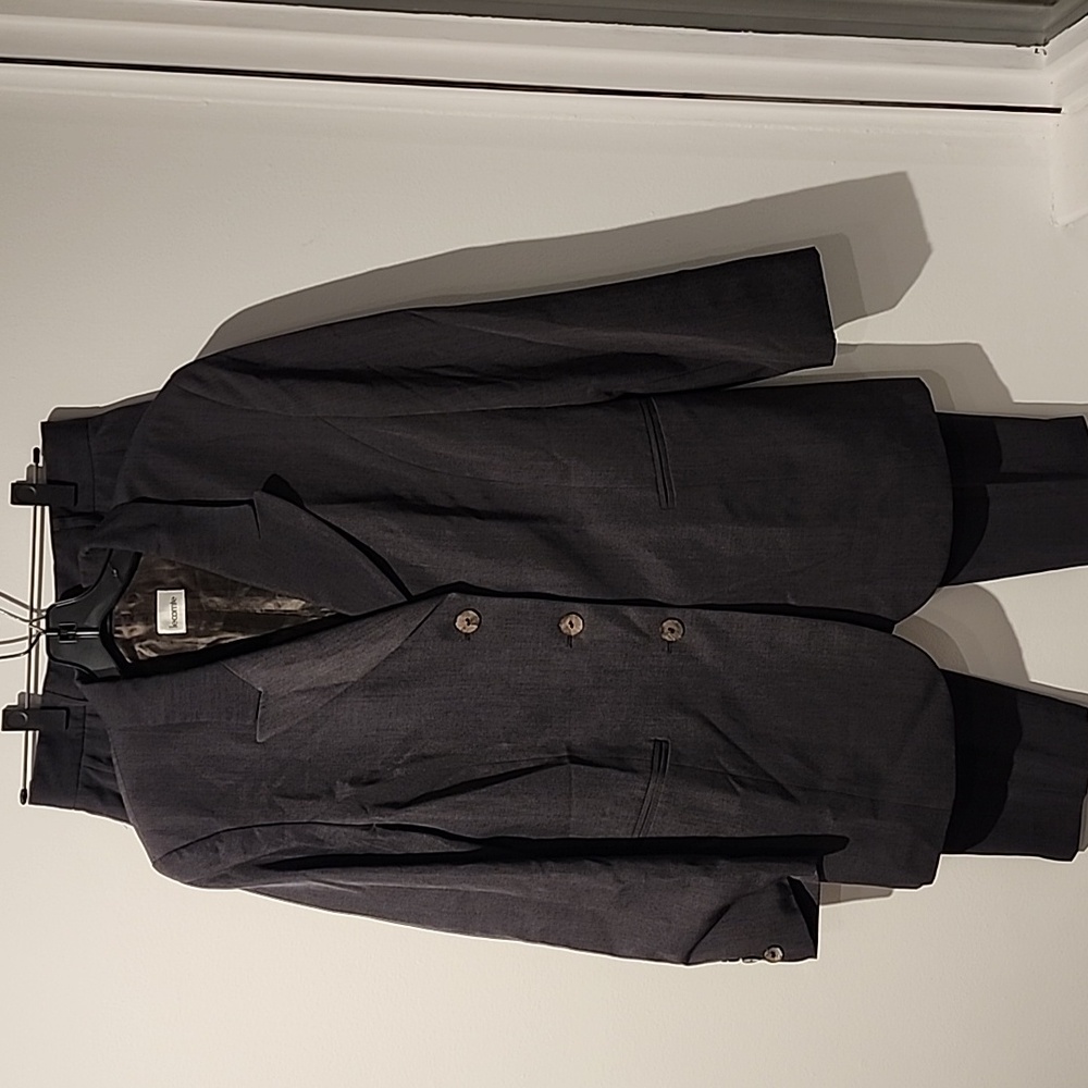Vintage 3-piece (jacket, pants, skirt) lecomte wool/poly. Gray. Size 40 (US 10)